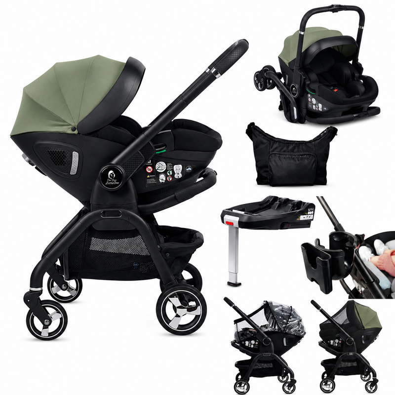 For Your Little One Qubi Infant Car Seat Stroller 7 Piece Bundle - Sage Green