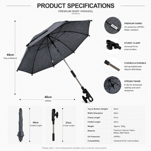 Premium Universal Baby Parasol / Umbrella - Fits All Pushchairs / Prams / Strollers And Buggies - Fits All Models