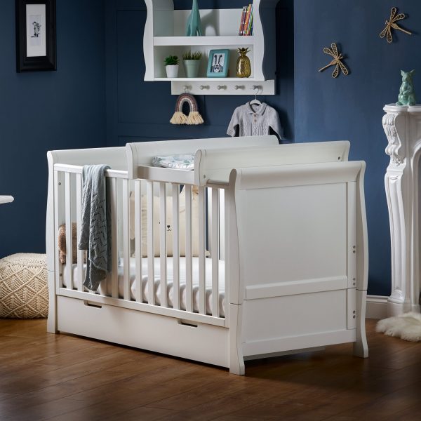 Obaby Stamford Luxe Sleigh  Cot Bed - White -  | For Your Little One