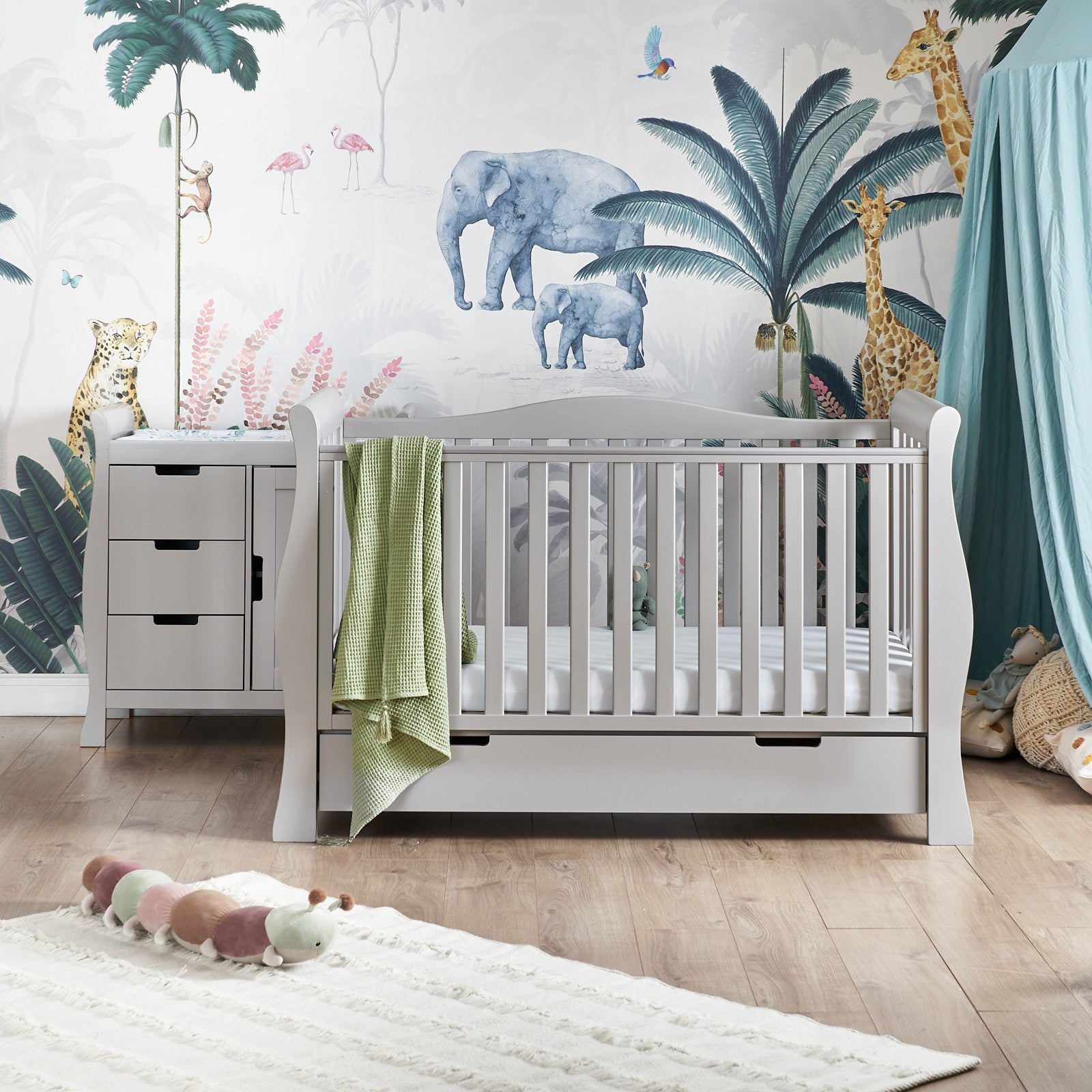 Obaby Stamford Luxe Sleigh  2 Piece Room Set - Warm Grey -  | For Your Little One