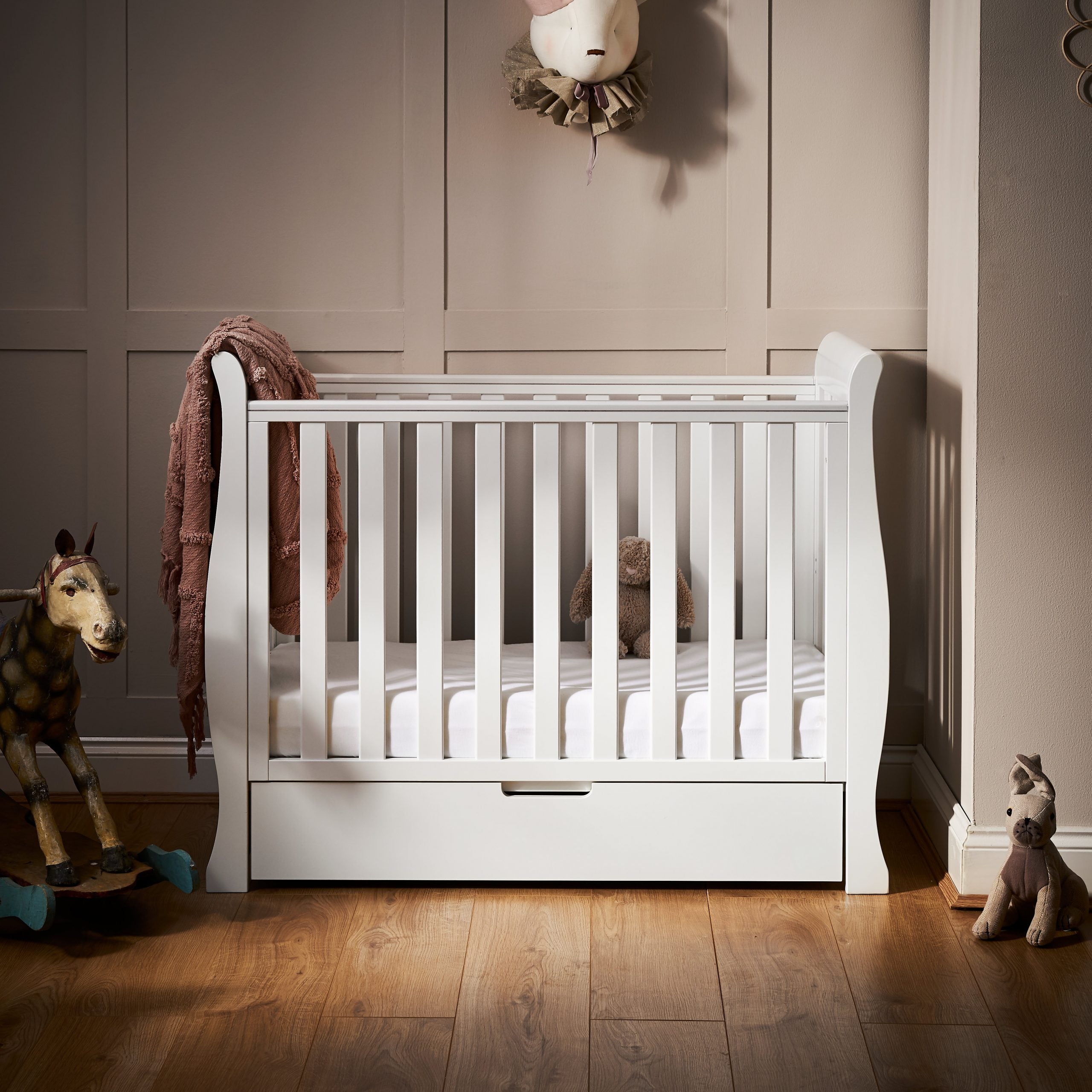 Obaby Stamford Space Saver Sleigh  Cot - White   