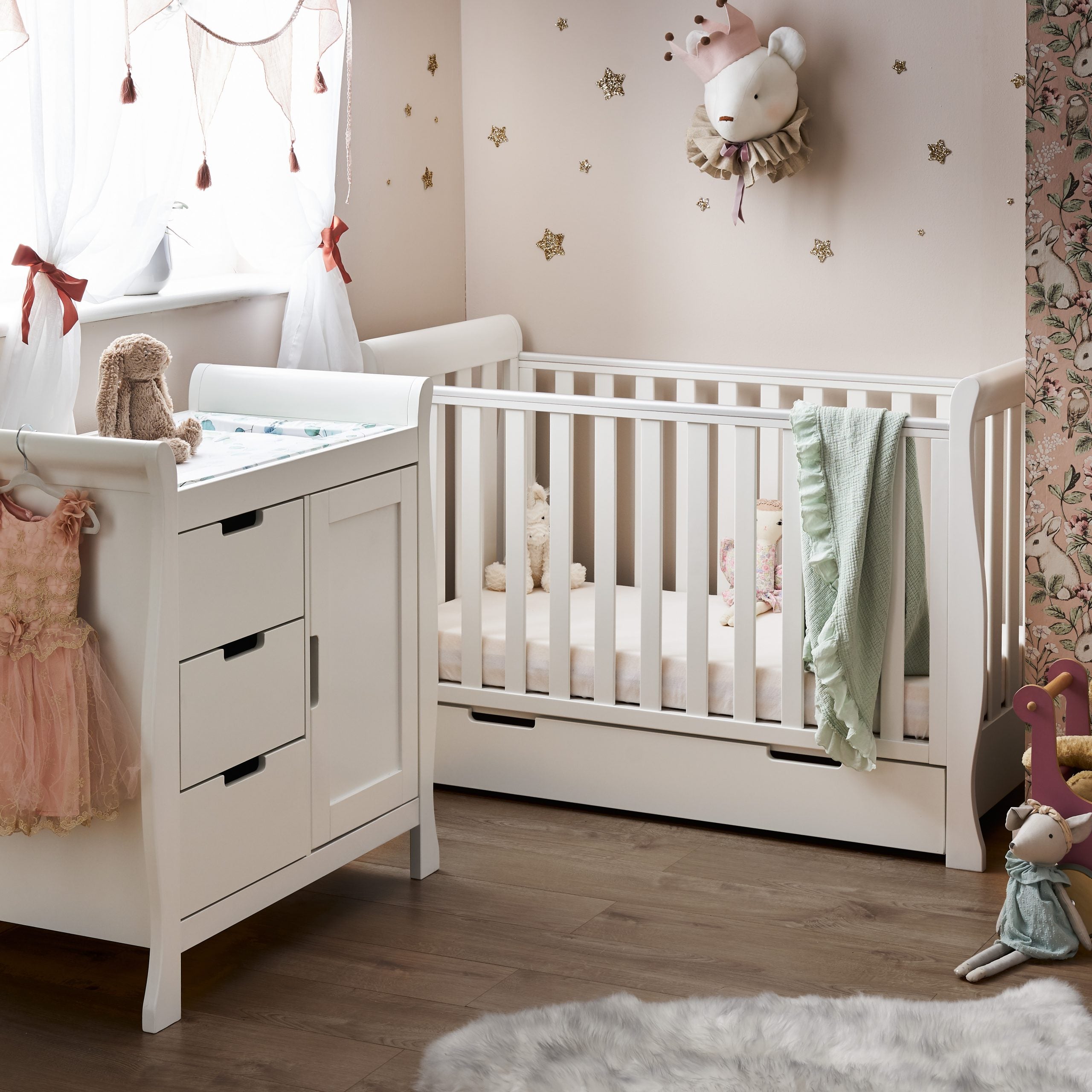 Obaby Stamford Mini Sleigh  2 Piece Room Set - White -  | For Your Little One