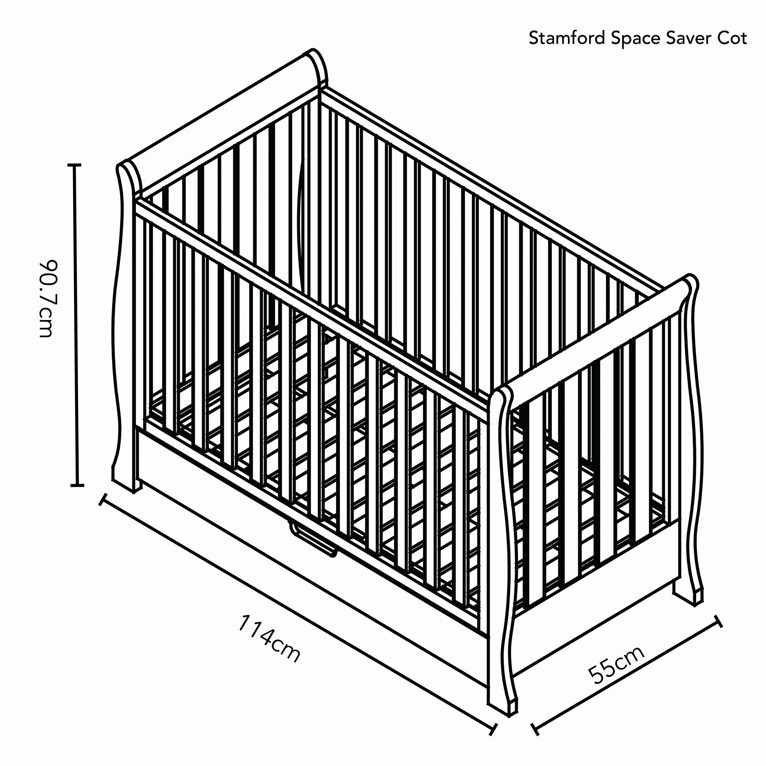 Obaby Stamford Space Saver Cot & Cot Top Changer - White -  | For Your Little One