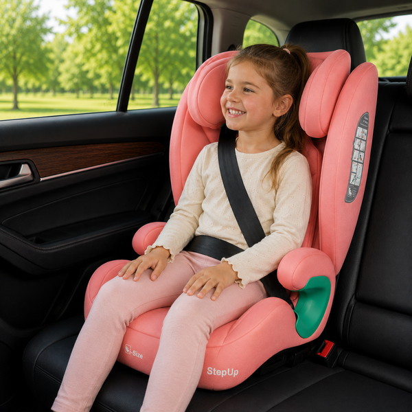 For Your Little One Stepup I-Size Belted 2/3 Car Seat - Blush Rose (4-12 Years)