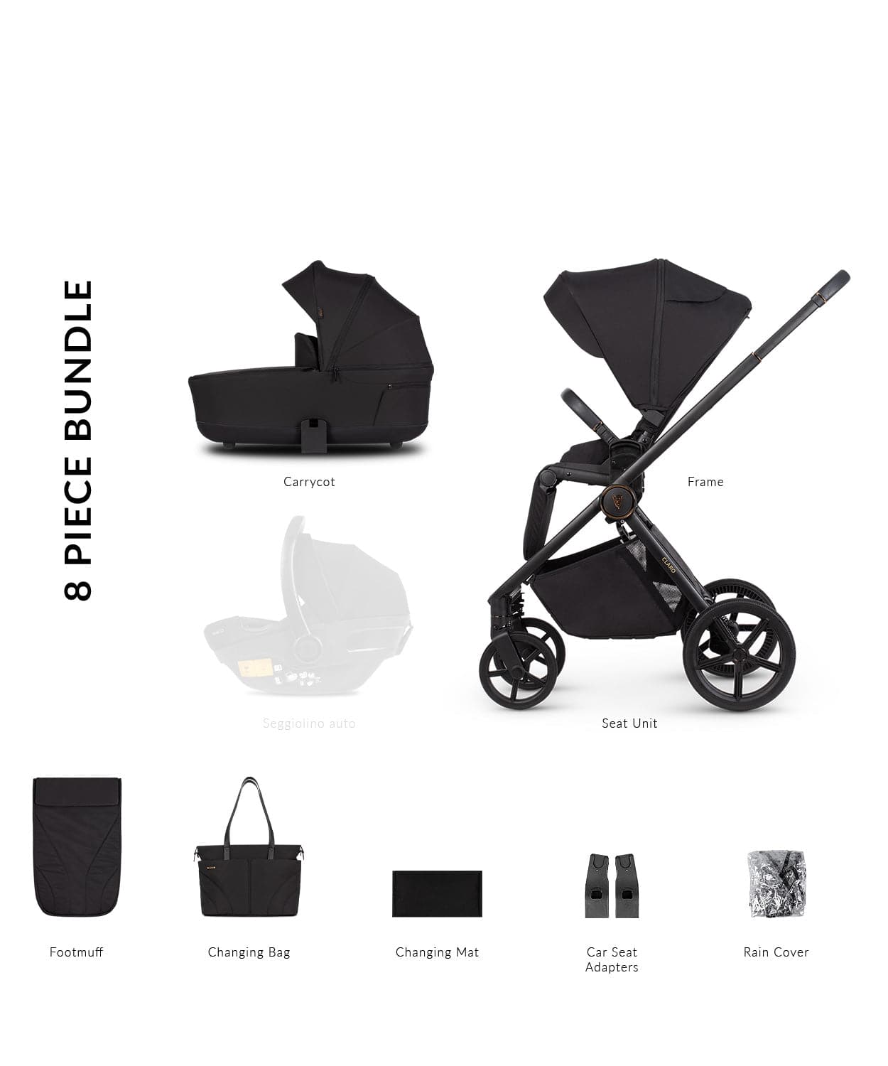 Venicci Claro 2 In 1  Pram - Noir   