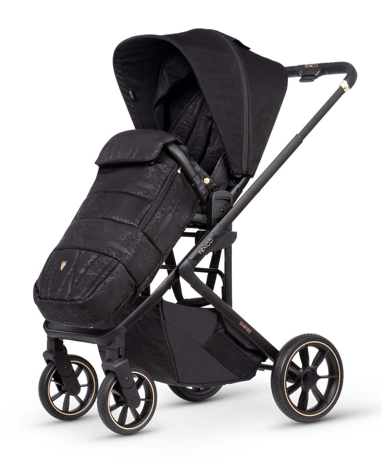 Venicci Empire Travel System 3in1 Plus Base Pushchair Bundle - Ultra Black