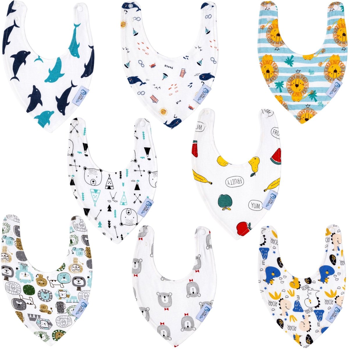 Baby Bandana Dribble Bibs Cotton Pack Of 8 - Boys - For Your Little One