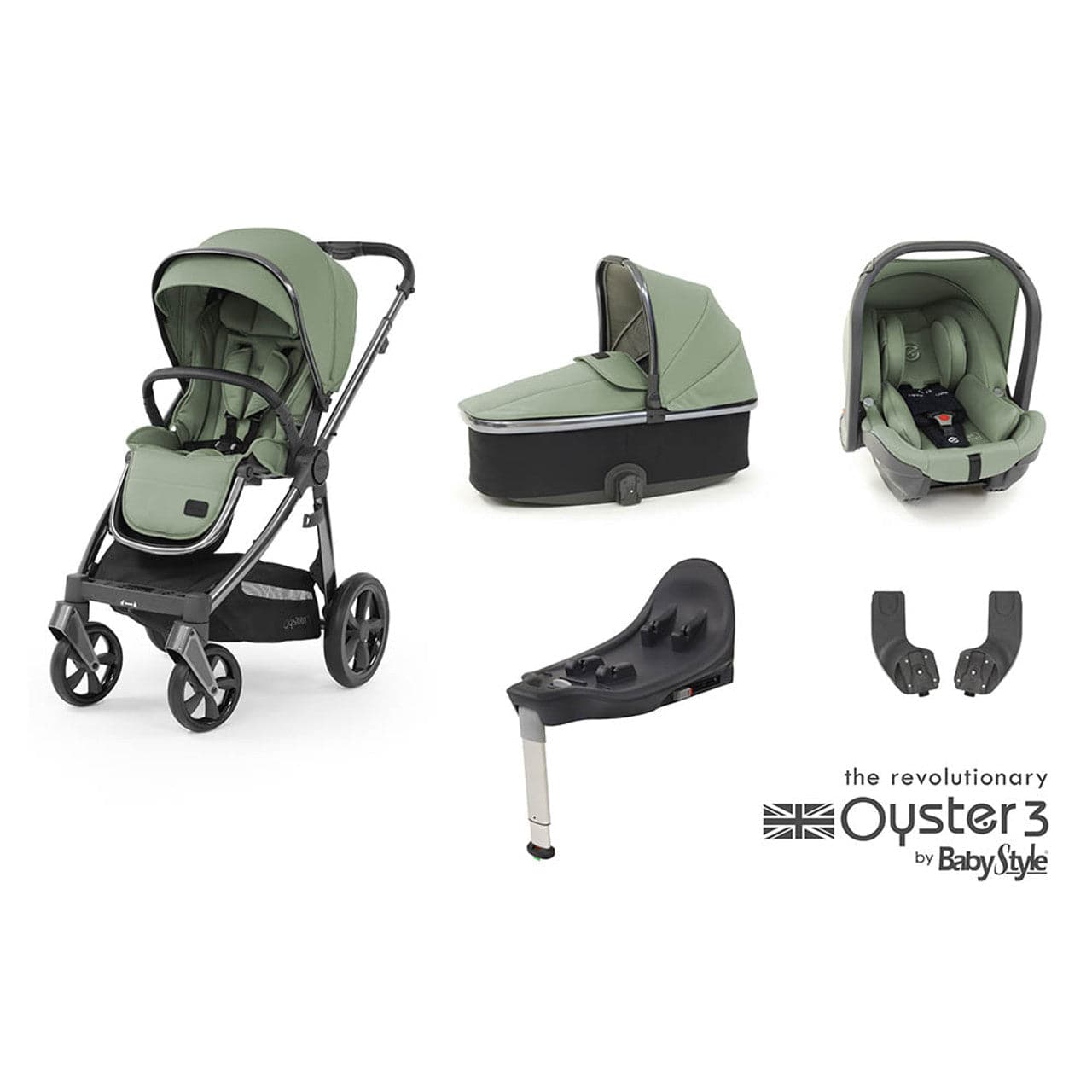 Babystyle Oyster 3 Essential 5 Piece Travel System Bundle - Spearmint - For Your Little One