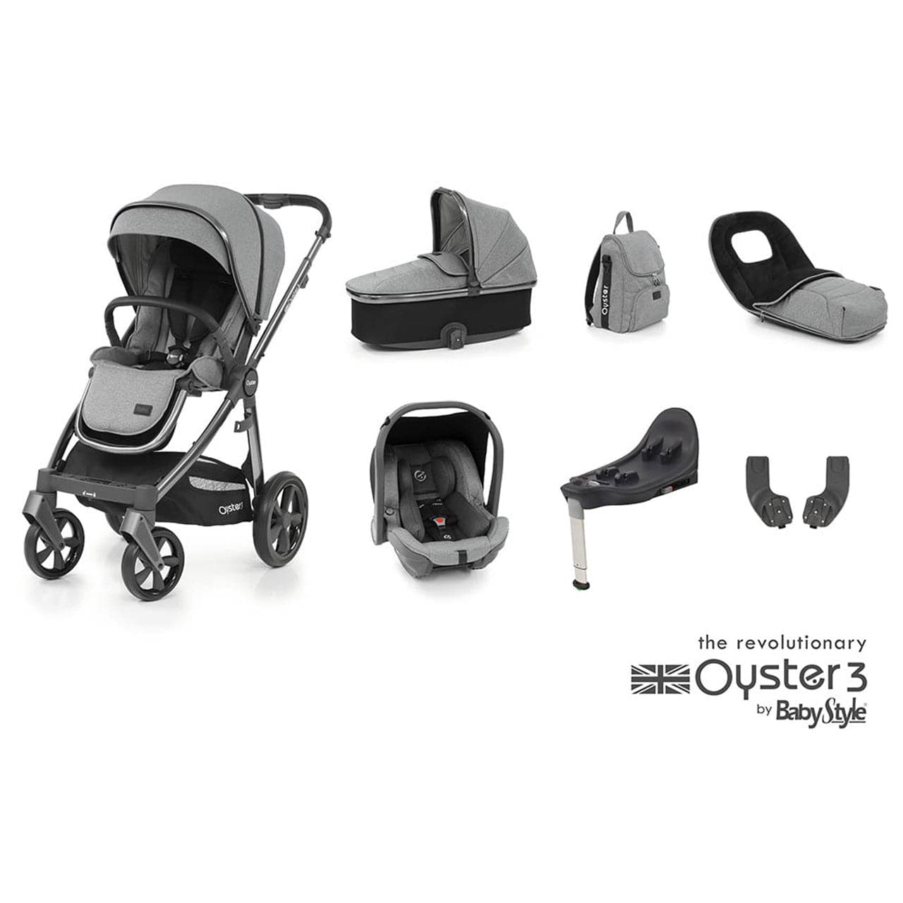 Babystyle Oyster 3 Luxury 7 Piece Travel System Bundle - Moon   