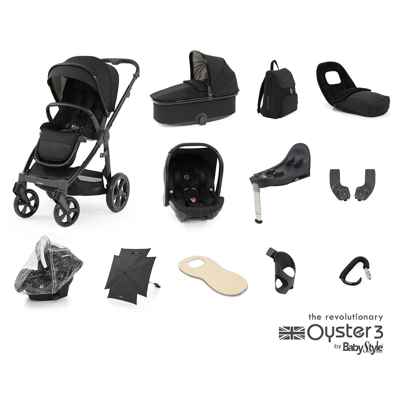 Babystyle Oyster 3 Ultimate 12 Piece Travel System Bundle - Pixel   