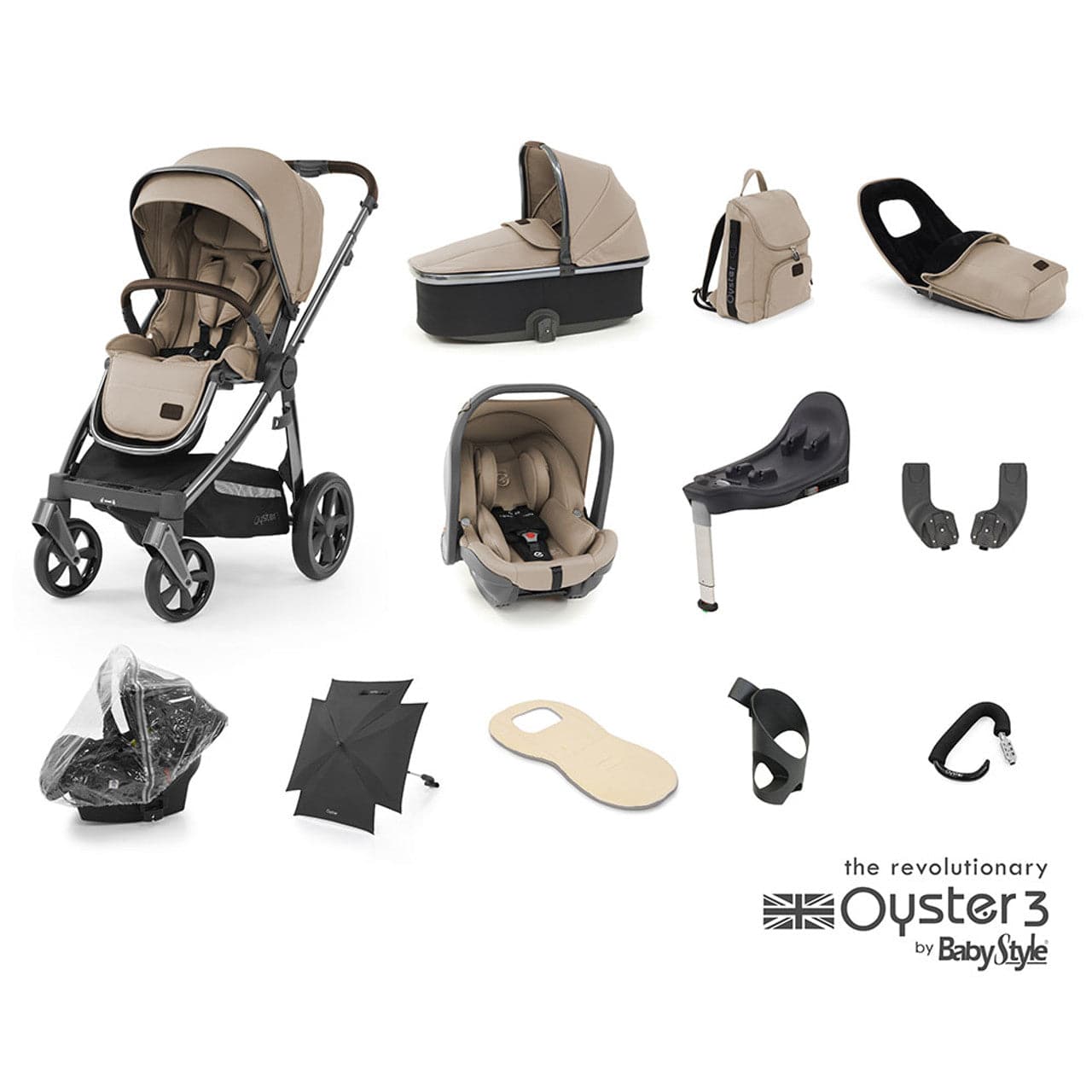 Babystyle Oyster 3 Ultimate 12 Piece Travel System Bundle - Butterscotch - For Your Little One