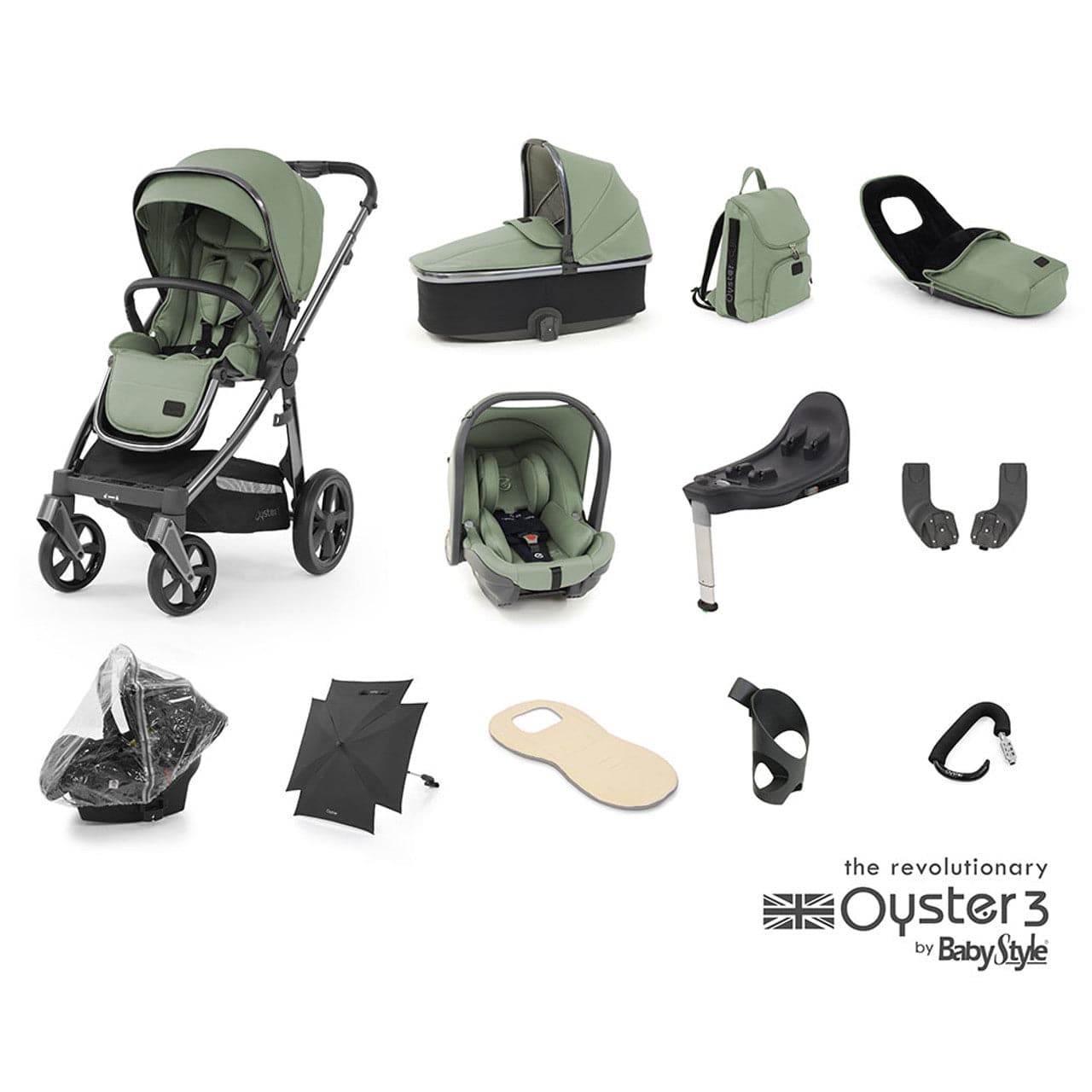 Babystyle Oyster 3 Ultimate 12 Piece Travel System Bundle - Spearmint - For Your Little One
