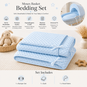 Blue Dimple Moses Basket Bedding Set - For Your Little One