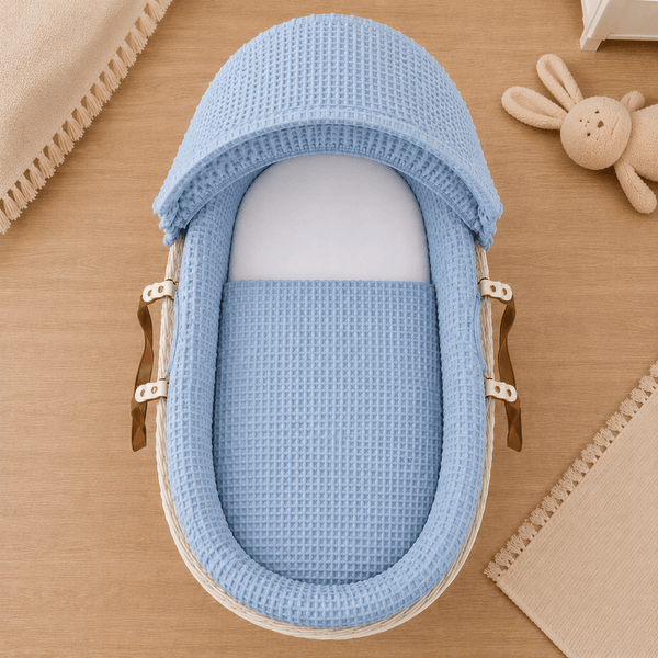 Blue Waffle Moses Basket Bedding Set - For Your Little One