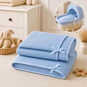 Blue Waffle Moses Basket Bedding Set - For Your Little One