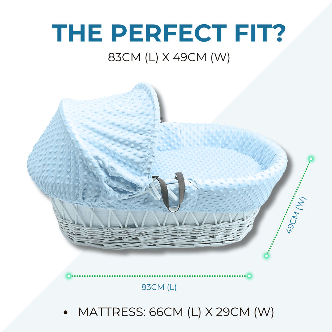 Blue Waffle White Wicker Baby Moses Basket With Stand - For Your Little One