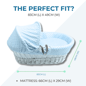 Blue Waffle White Wicker Baby Moses Basket With Stand - For Your Little One