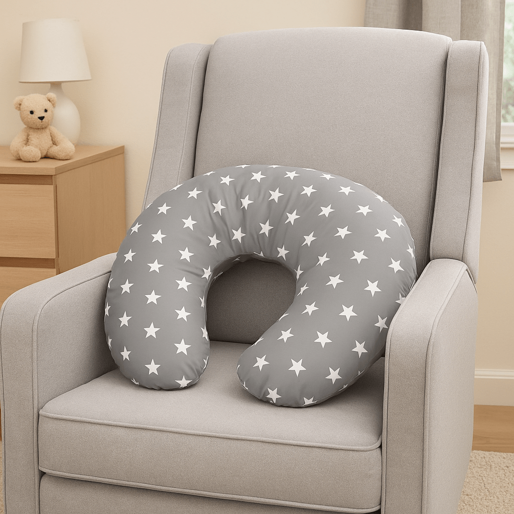 Breast Feeding Maternity Nursing Pillow - Grey with Stars - For Your Little One