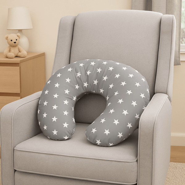 Breast Feeding Maternity Nursing Pillow - Grey with Stars - For Your Little One