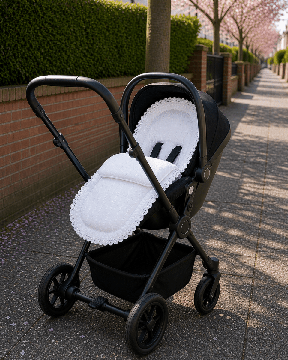 bugaboo atelier footmuff Universal Broderie Anglaise Car Seat Footmuff | Fits All Car Seats