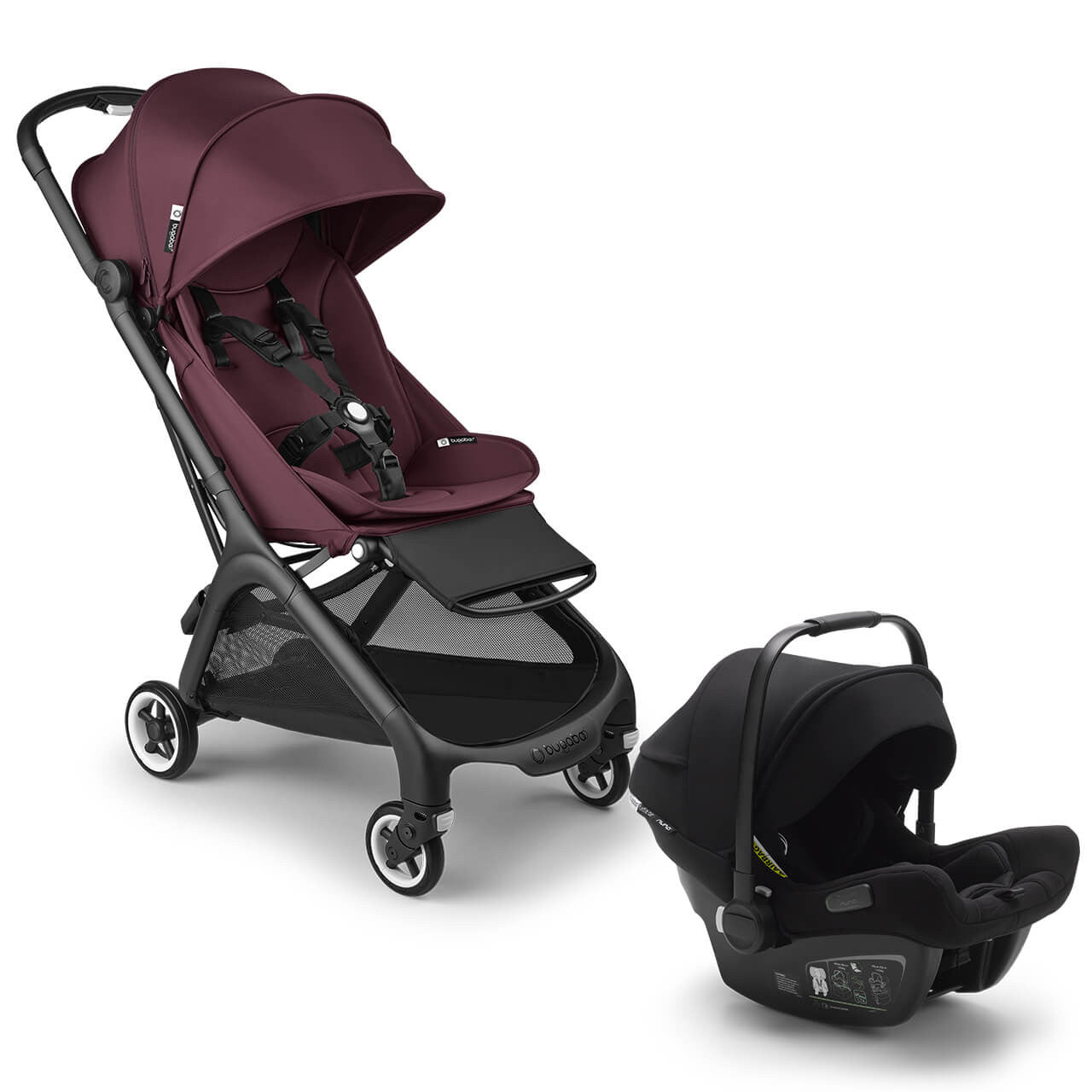 Bugaboo Butterfly + Turtle Travel System Bundle With Bumper Bar - Dark Cherry   