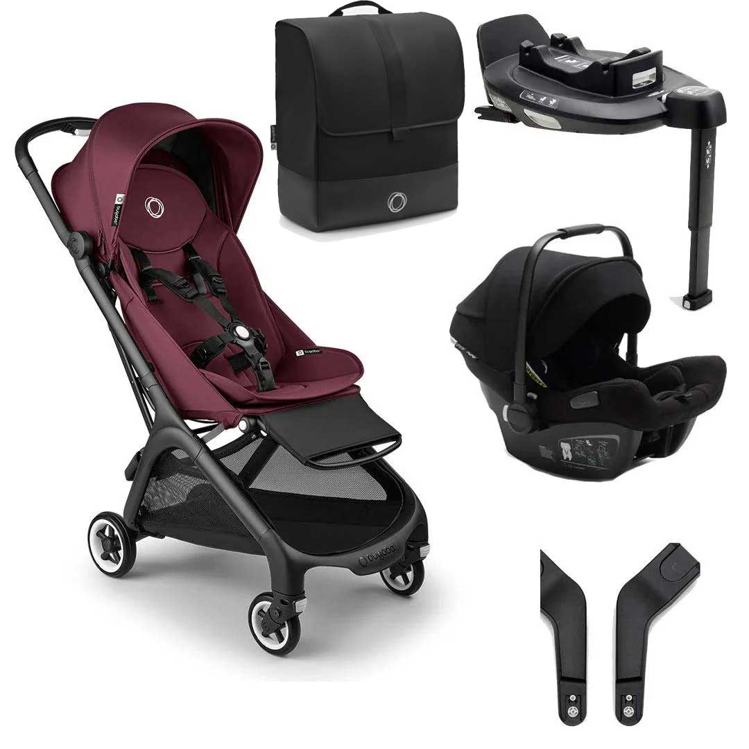 Bugaboo Butterfly + Turtle And Base Travel System Bundle - Dark Cherry (FREE Transport Bag!)