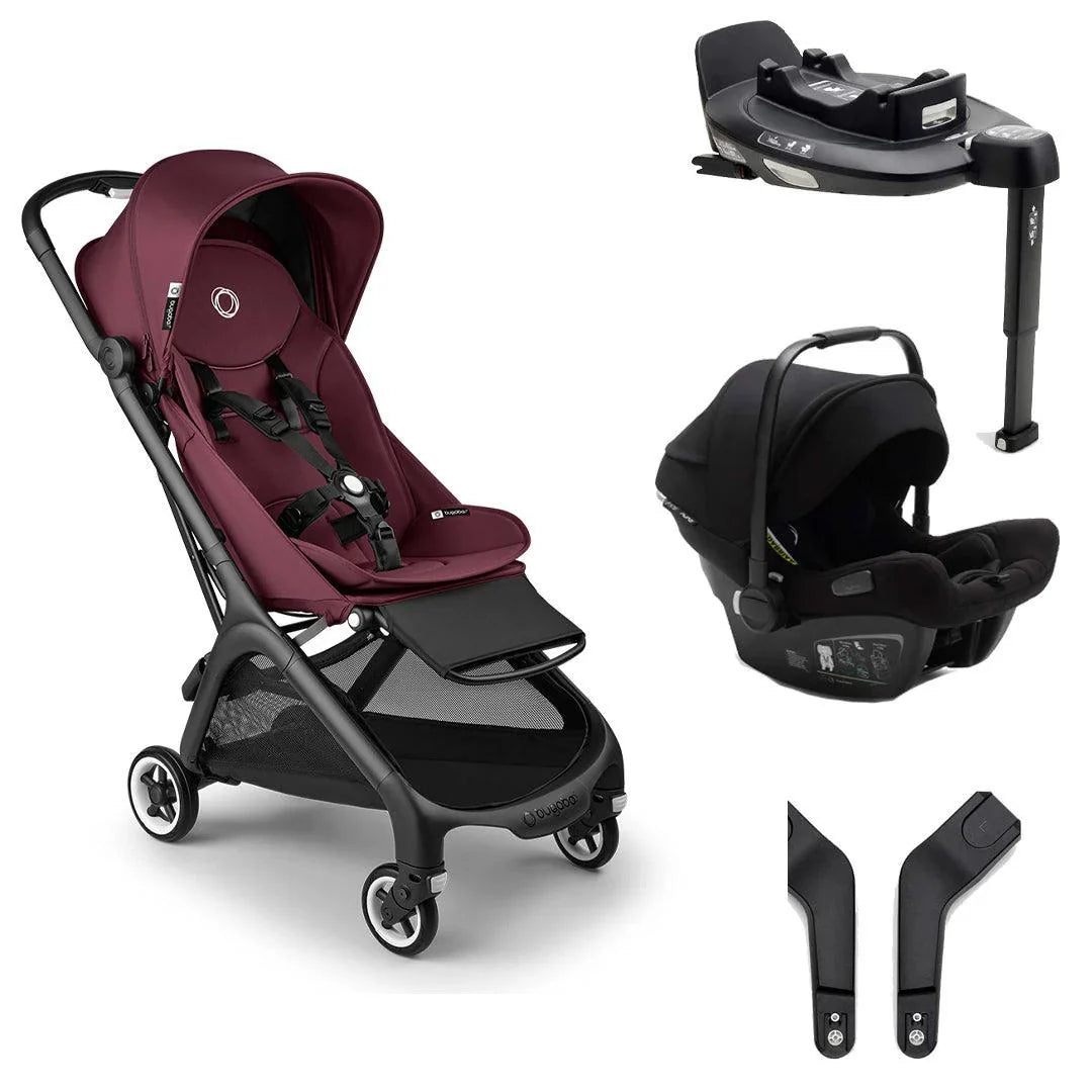 Bugaboo Butterfly + Turtle And Base Travel System Bundle With Bumper Bar - Dark Cherry   