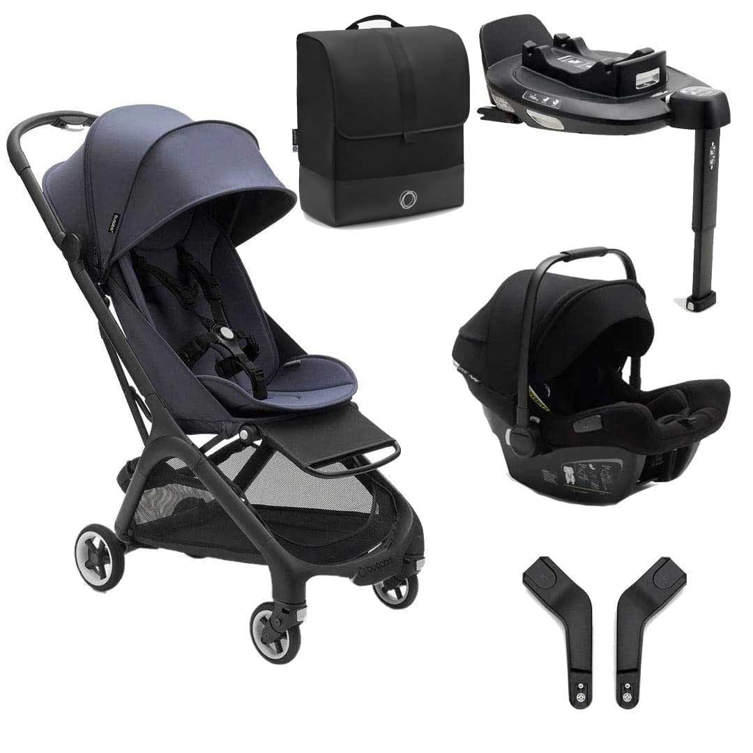 Bugaboo Butterfly + Turtle And Base Travel System Bundle - Stormy Blue (FREE Transport Bag!) - For Your Little One