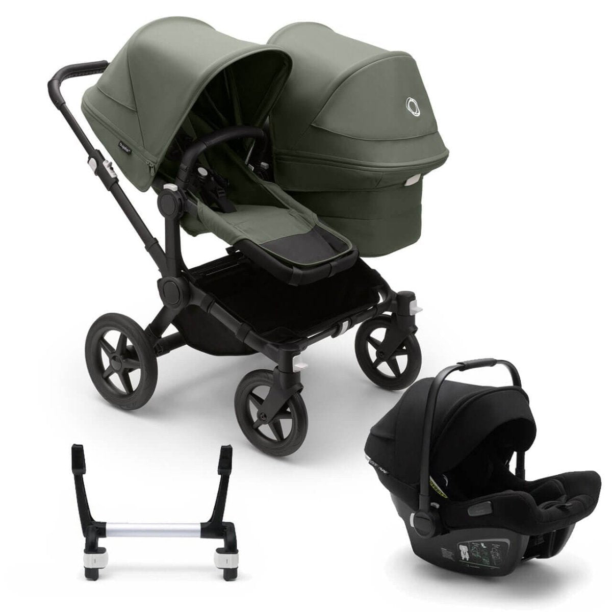 Bugaboo Donkey 5 Duo Complete Travel System + Turtle Air - Black/Forest Green - For Your Little One