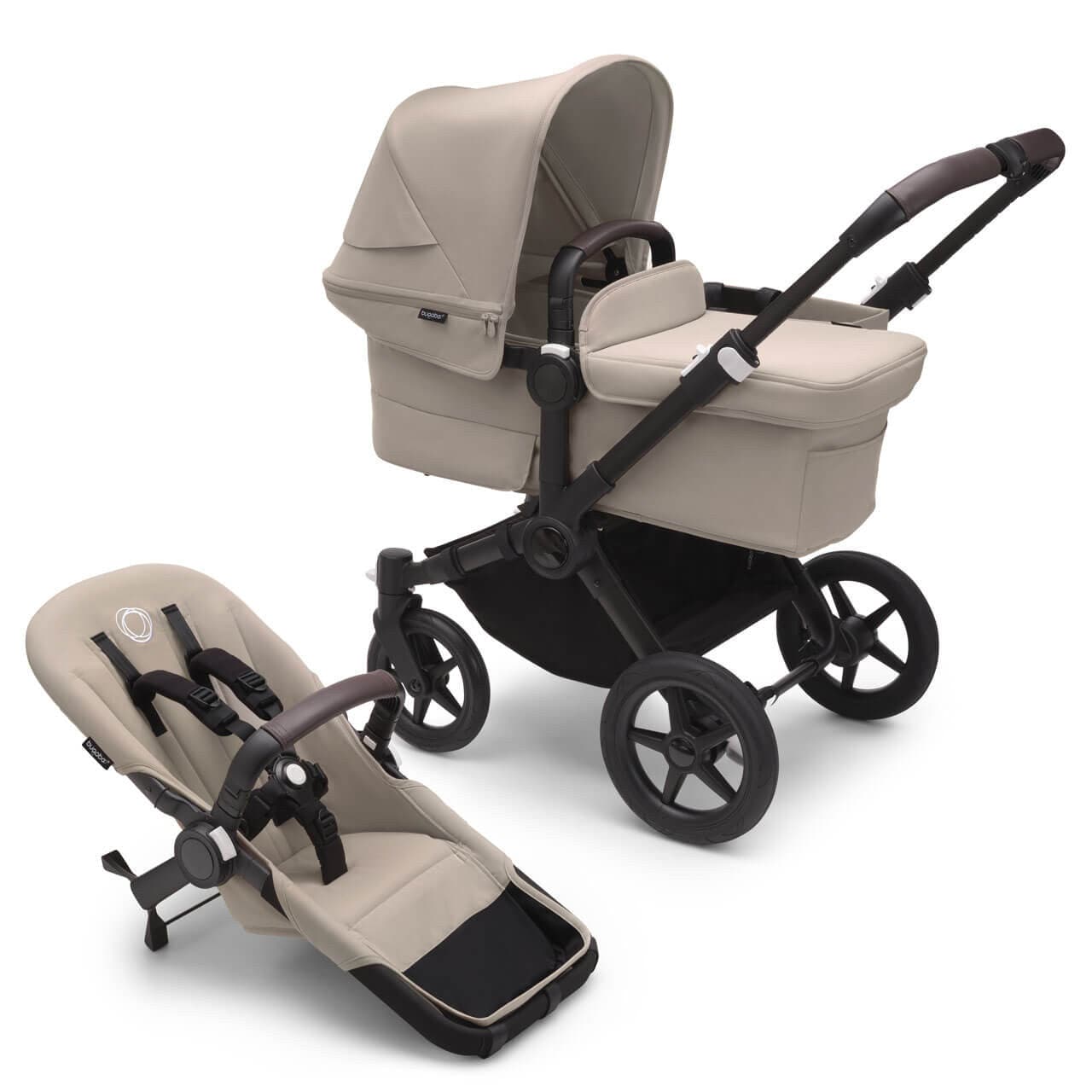 Bugaboo Donkey 5 Twin Complete Travel System + Turtle Air - Black/Desert Taupe   