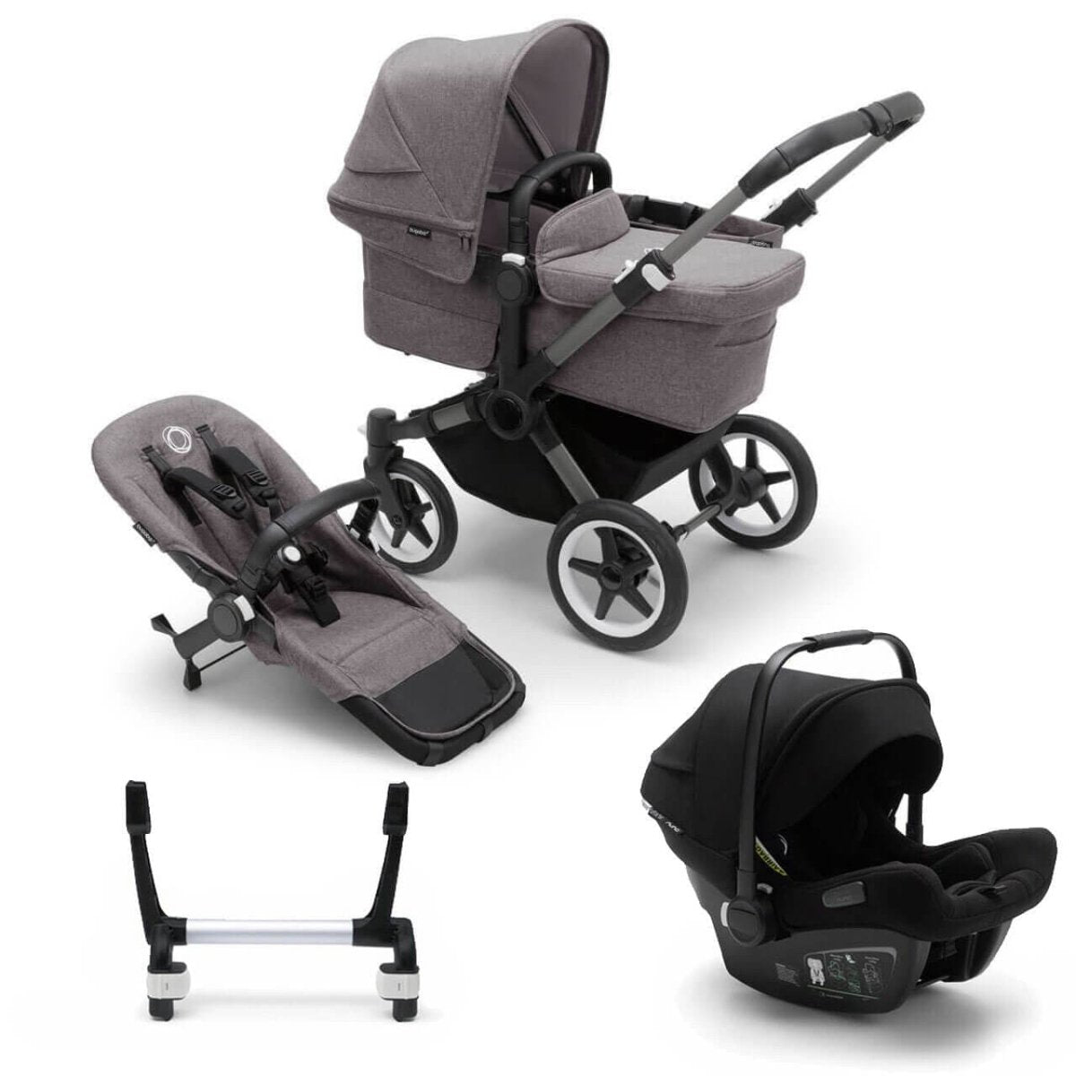 Bugaboo Donkey 5 Mono Complete Travel System + Turtle Air - Graphite/Grey Melange - For Your Little One