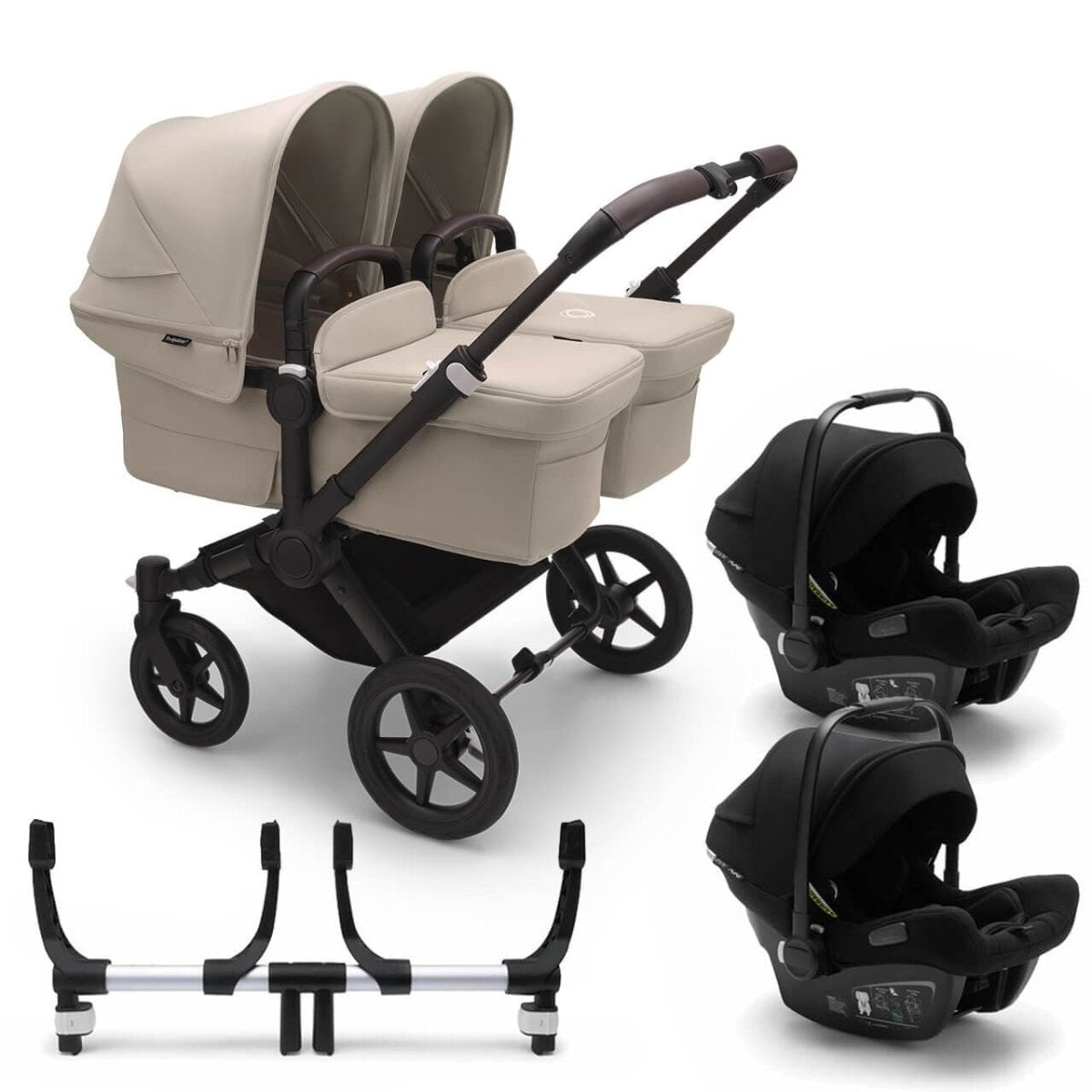 Bugaboo Donkey 5 Twin Complete Travel System + Turtle Air - Black/Desert Taupe - For Your Little One