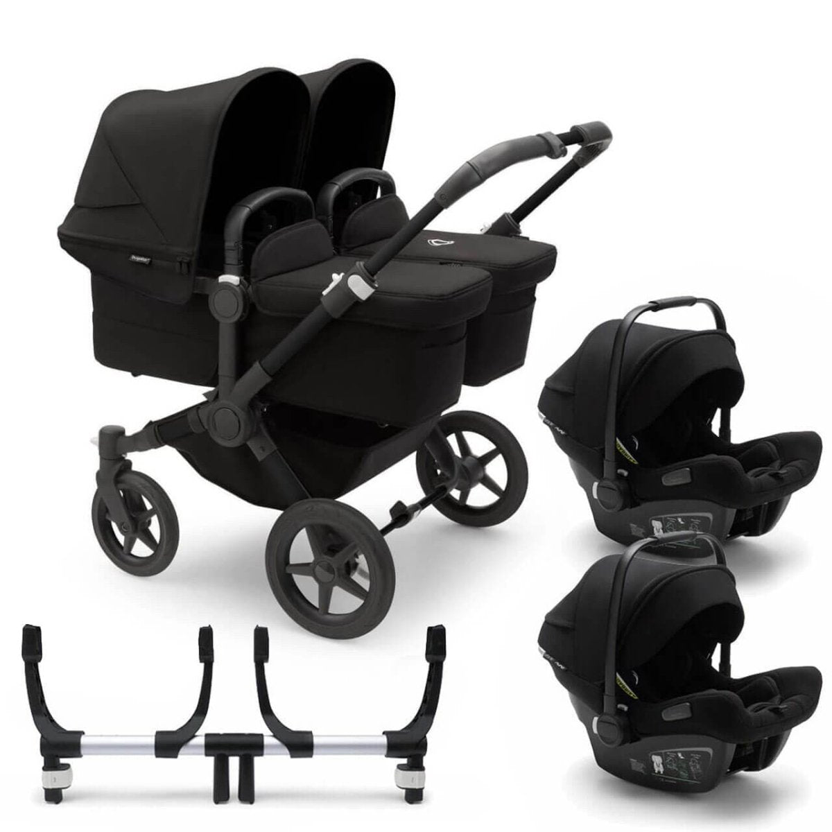 Bugaboo Donkey 5 Twin Travel System on Black/Black Chassis + Turtle Air - Choose Your Colour - For Your Little One