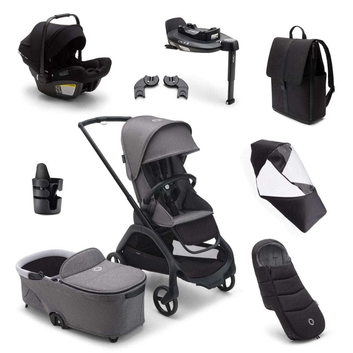 Bugaboo Dragonfly Ultimate Travel System Bundle - Grey Melange - For Your Little One