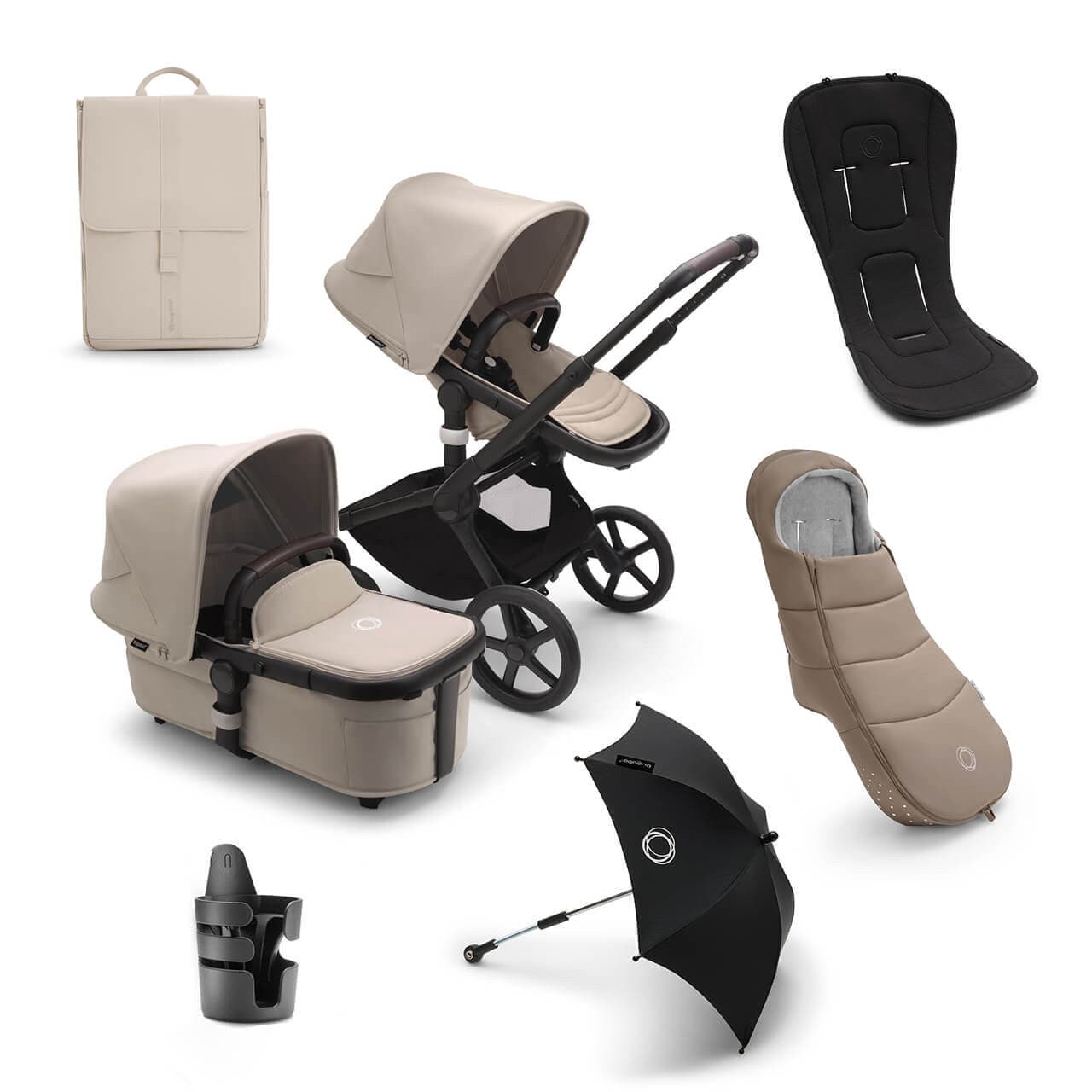 Bugaboo Fox 5 Essential Travel System Bundle - Black/Desert Taupe -  | For Your Little One