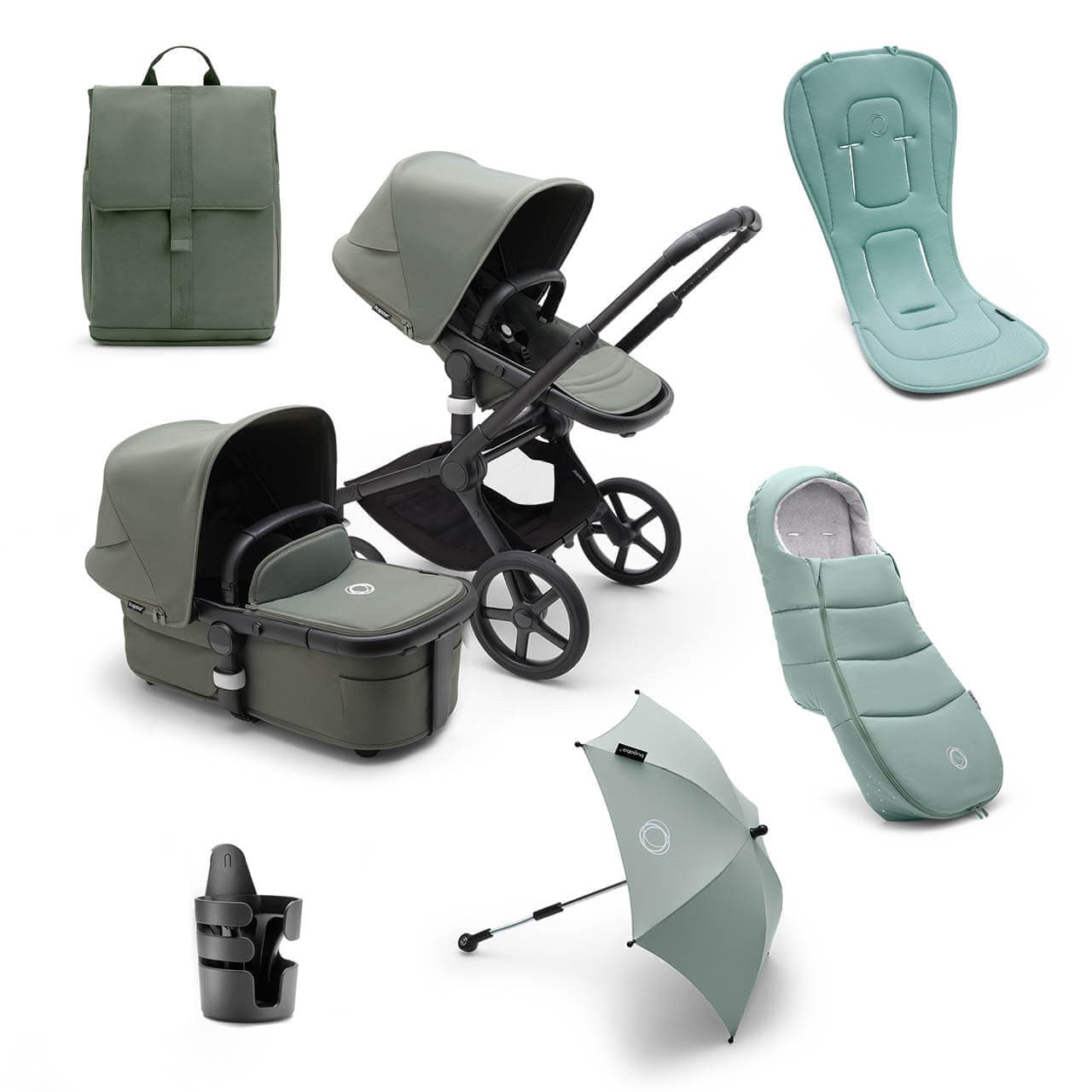 Bugaboo Fox 5 Essential Travel System Bundle - Black/Forest Green -  | For Your Little One