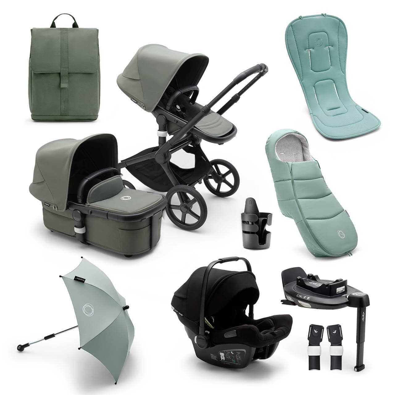 Bugaboo Fox 5 Ultimate Travel System Bundle - Black/Forest Green - For Your Little One