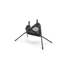 Black stroller carrycot stand with tripod legs and adjustable support frame