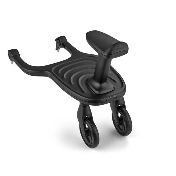 Bugaboo wheeled board with textured standing platform, upright seat and two wheels