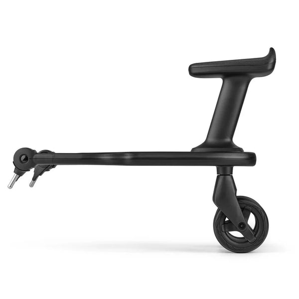 Bugaboo wheeled board side profile showing its seat, connector arms and wheel