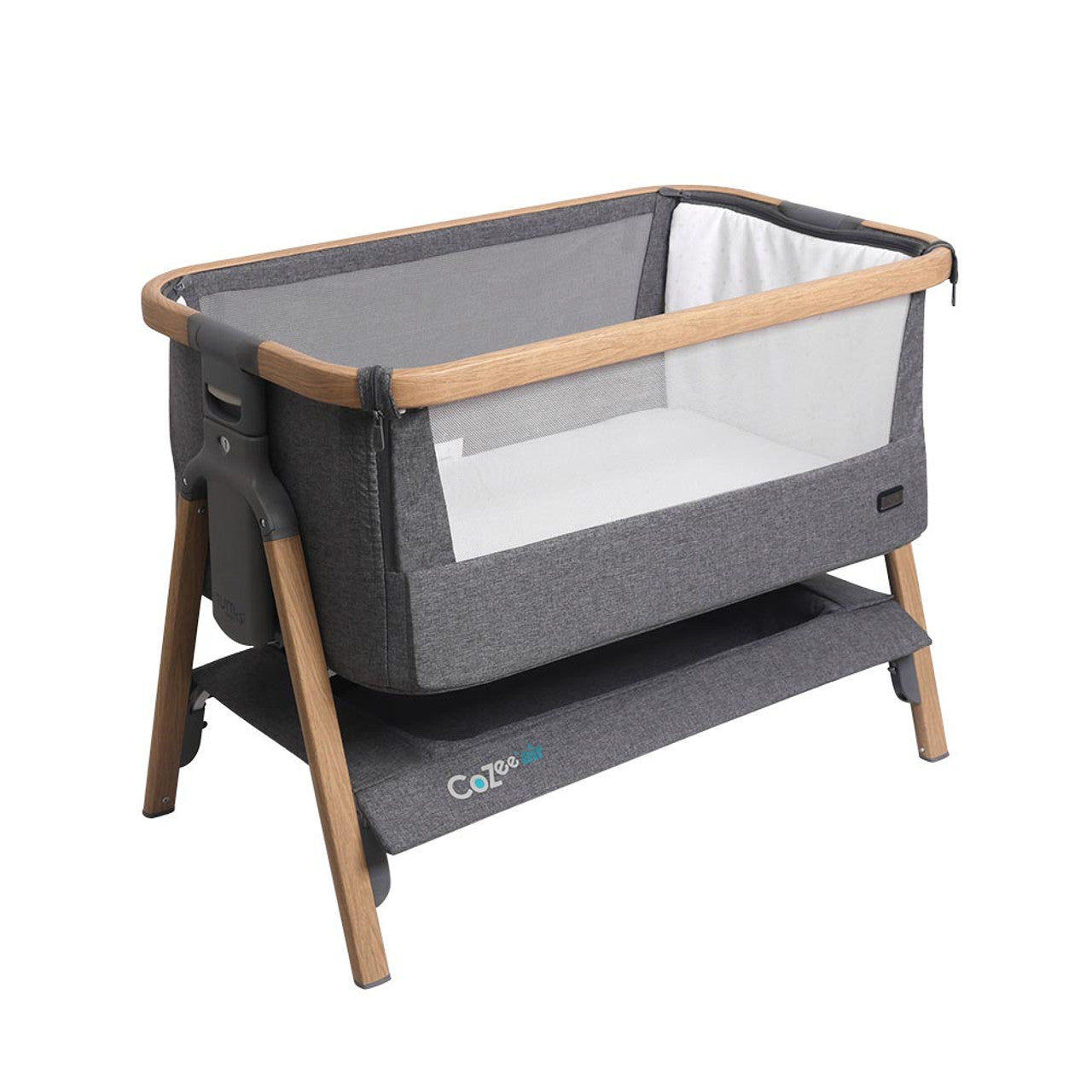 Tutti Bambini CoZee Air Bedside Crib - Oak and Charcoal -  | For Your Little One