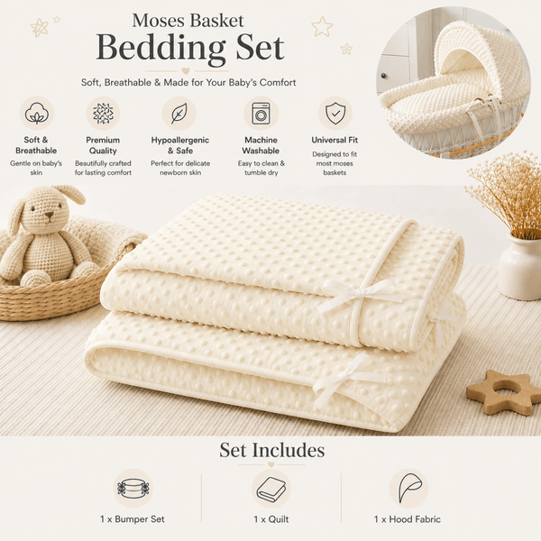 Cream Dimple Moses Basket Bedding Set - For Your Little One