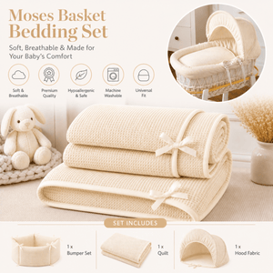Cream Waffle Moses Basket Bedding Set - For Your Little One