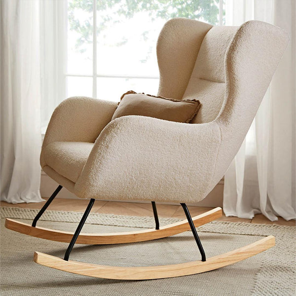 CuddleCo Marley Nursing Chair & Footstool - Teddy Light Beige - For Your Little One