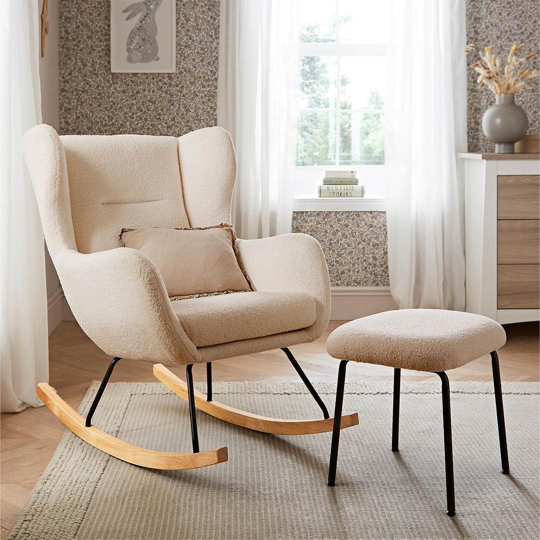 CuddleCo Marley Nursing Chair & Footstool - Teddy Light Beige - For Your Little One