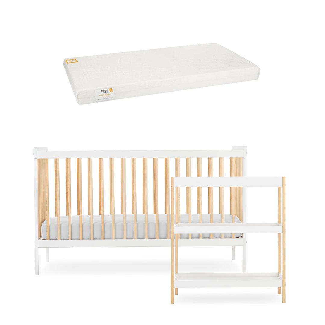 CuddleCo Nola 2 Piece Set Changer + Cot Bed - White/Natural - For Your Little One
