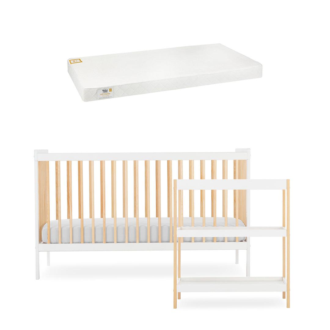 CuddleCo Nola 2 Piece Set Changer + Cot Bed - White/Natural - For Your Little One