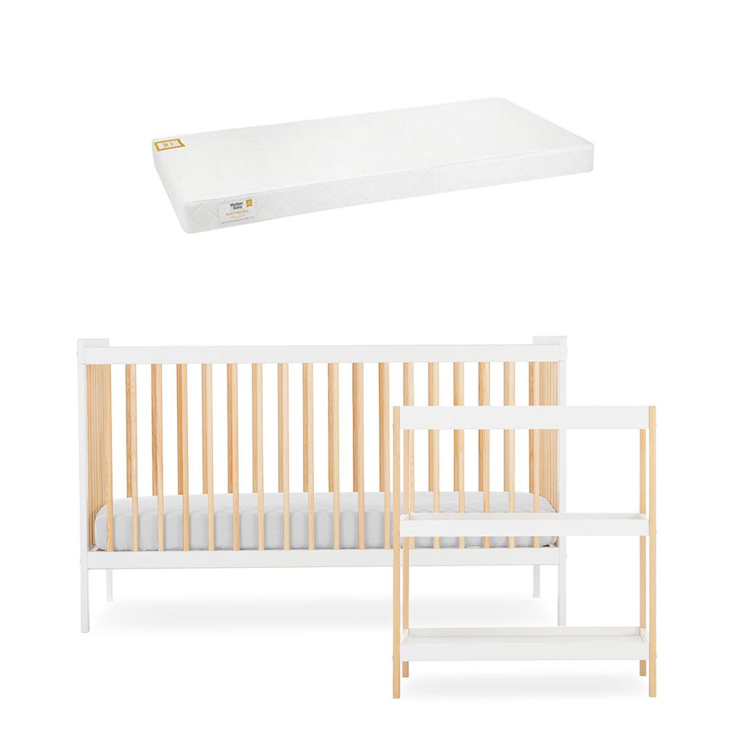 CuddleCo Nola 2 Piece Set Changer + Cot Bed - White/Natural - For Your Little One