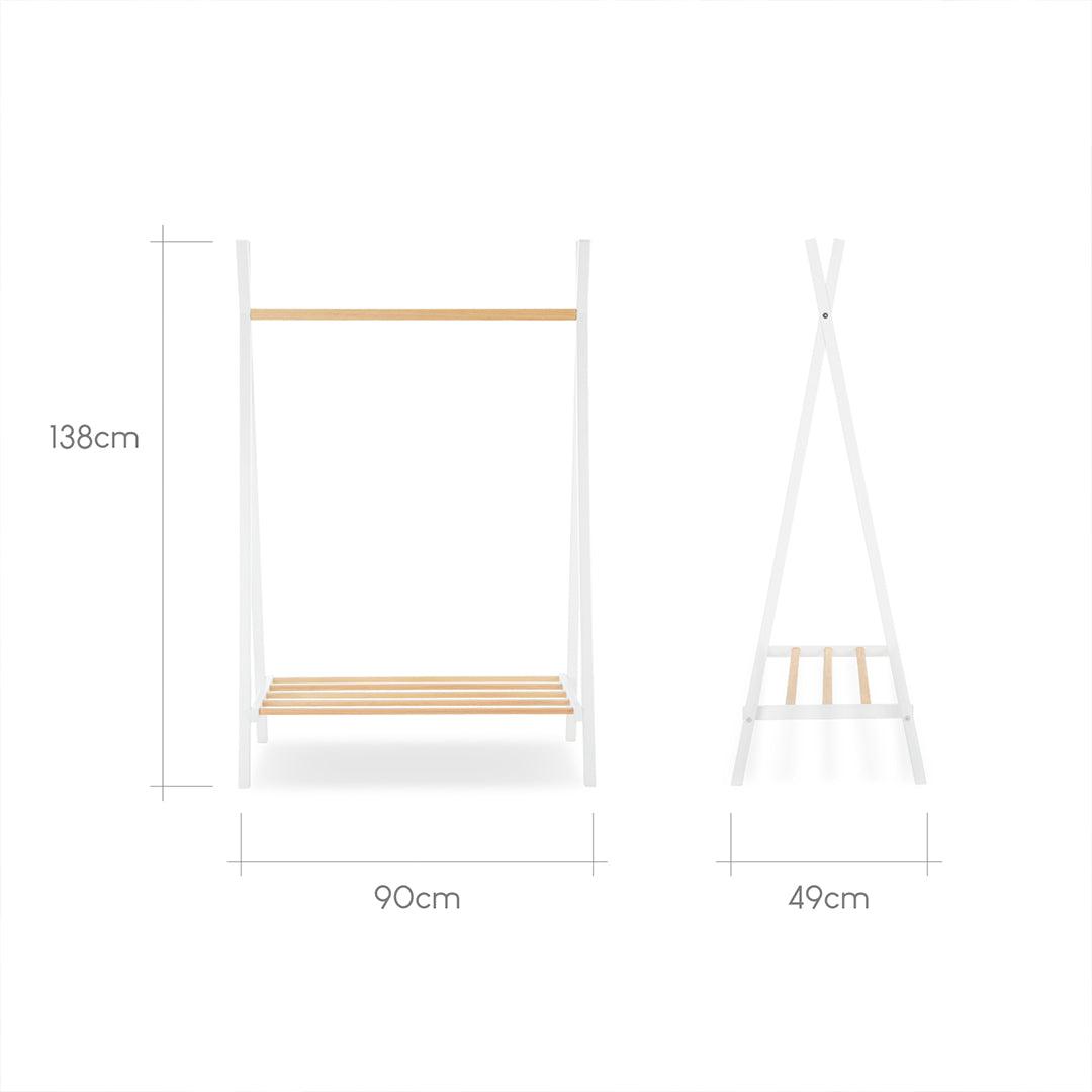 CuddleCo Nola 3 Piece Set Changer, Cot Bed + Clothes Rail - White/Natural - For Your Little One