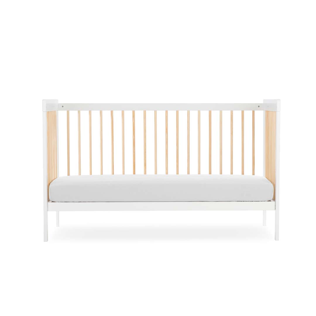 CuddleCo Nola 3 Piece Set Changer, Cot Bed + Clothes Rail - White/Natural - For Your Little One